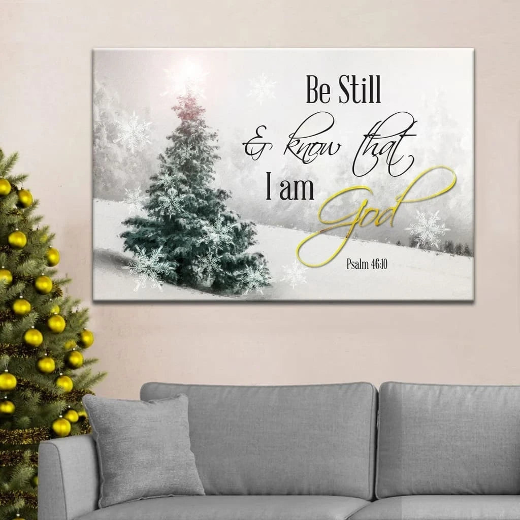 be still and know that i am god christmas christian wall art canvas print (Landscape) (view 2)
