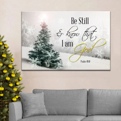 be still and know that i am god christmas christian wall art canvas print (Landscape) (view 2)