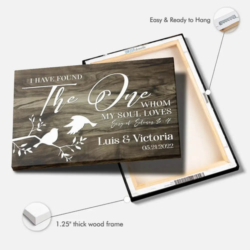 personalized i have found the one whom my soul loves wall art canvas with name and date (Landscape)