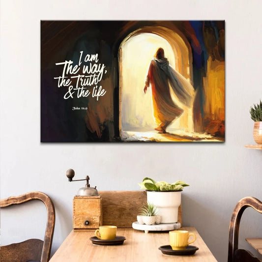 i am the way the truth and the life jesus tomb john 14 6 wall art canvas (Landscape)