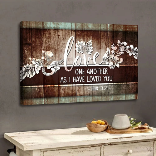 john 13 34 love one another bible verse christian wall art canvas (Landscape)