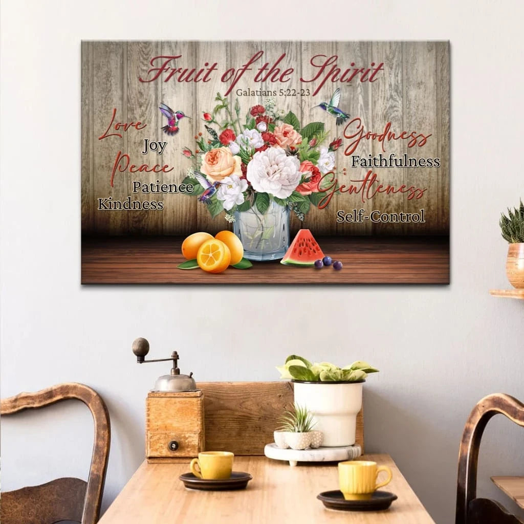 fruit of the spirit galatians 5 22 23 christian wall art canvas (Landscape) (view 3)