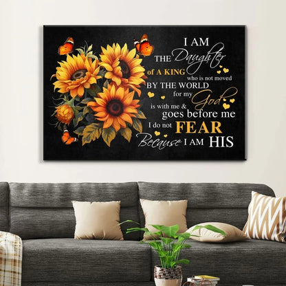 christian wall art i am the daughter of a king canvas butterfly sunflower (Landscape)