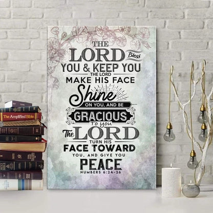 bible verse wall art numbers 6 24 26 the lord bless you and keep you canvas print (Landscape) (view 2)