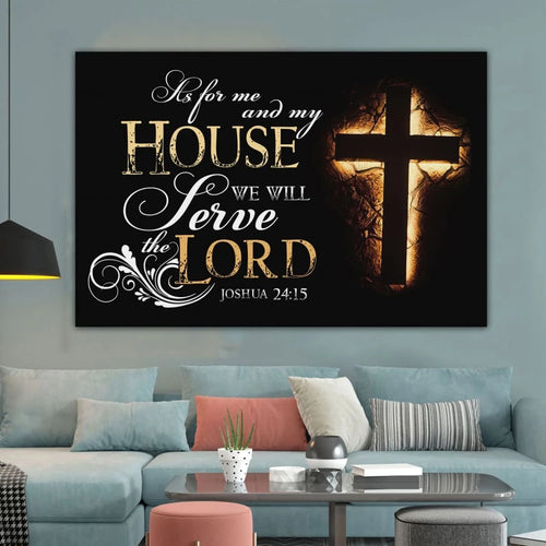 joshua 24 15 canvas wall art bible verse wall art canvas print (Landscape)