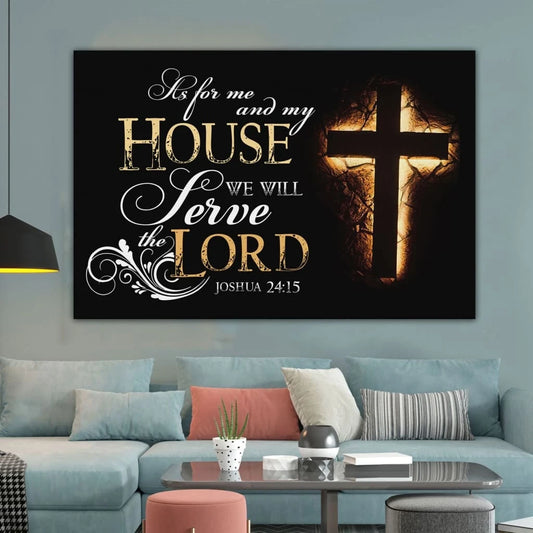 joshua 24 15 canvas wall art bible verse wall art canvas print (Landscape)