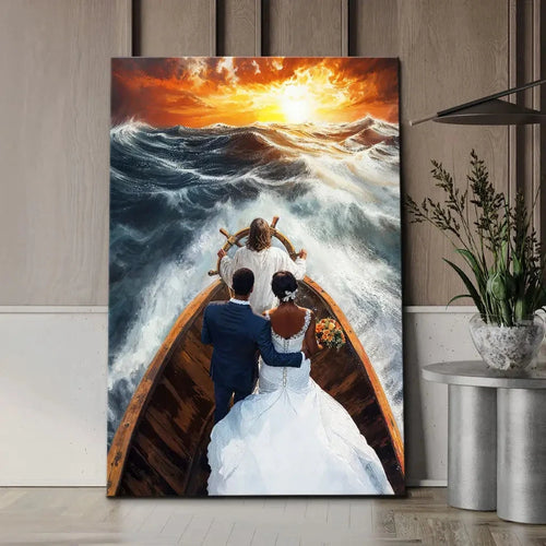jesus steers ship with married couple canvas art print african couples version