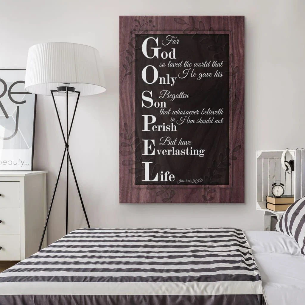 john 3 16 kjv for god so loved the world rustic scripture canvas wall art