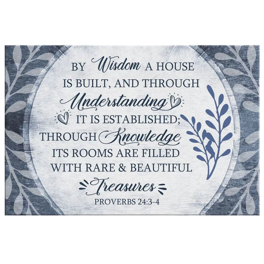 by wisdom a house is built wall art canvas christian wall art (Landscape)
