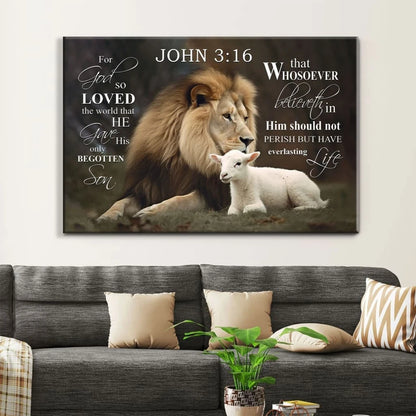 john 3 16 wall art for god so loved the world john 3 16 kjv canvas print (Landscape) (view 2)