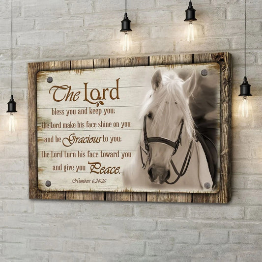 the lord bless you and keep you horse farmhouse christian wall art canvas (Landscape) (view 2)