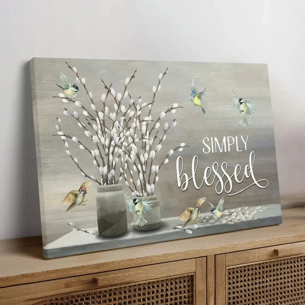 simply blessed wall art canvas christian wall art (Landscape) (view 3)