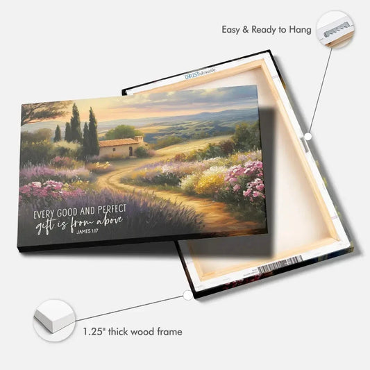 every good and perfect gift is from above christian wall art canvas (Landscape)