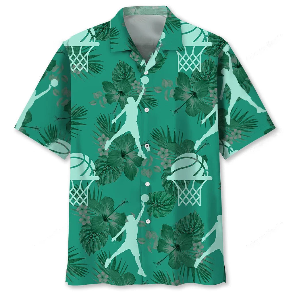Basketball Kelly Green Hawaiian Shirt