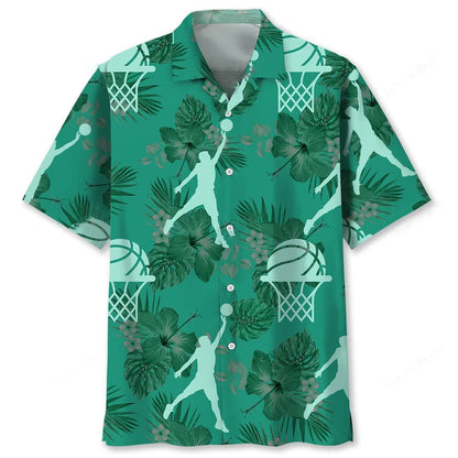 Basketball Kelly Green Hawaiian Shirt