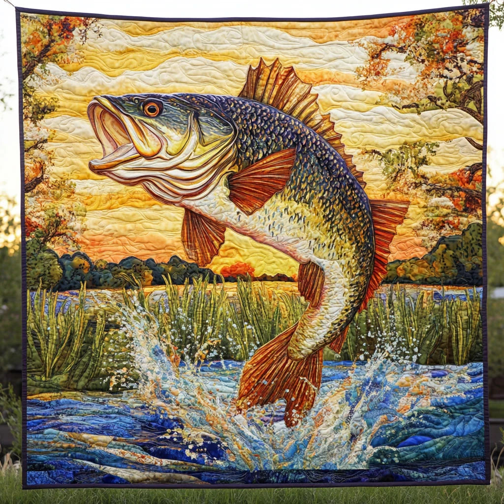 Bass Catch Quilt Blanket
