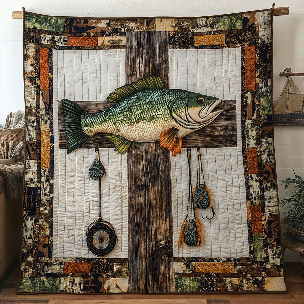 Bass Fish River Mark Quilt Blanket