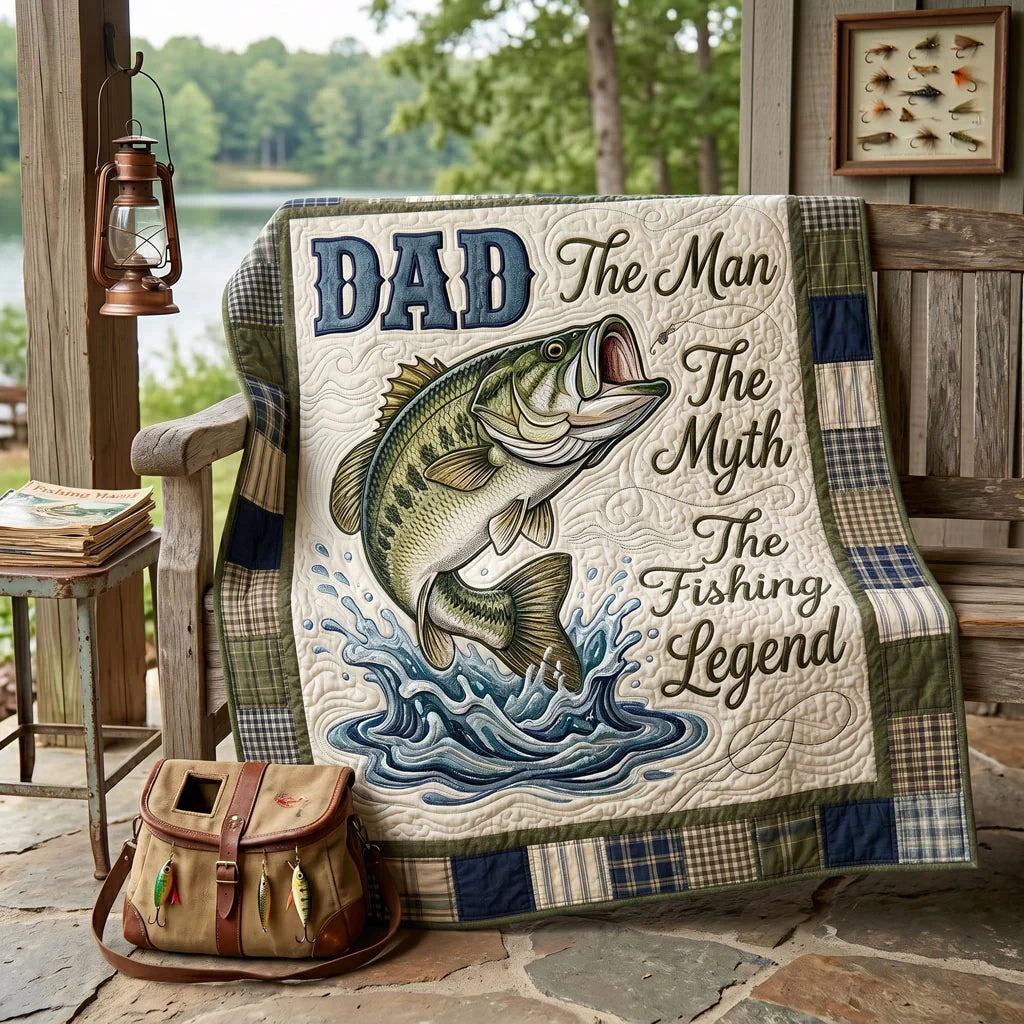 Bass Master Dad Quilt Blanket
