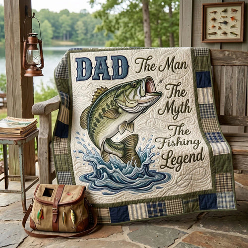Bass Master Dad Quilt Blanket