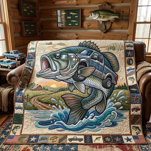Bass Truck Fusion Quilt Blanket