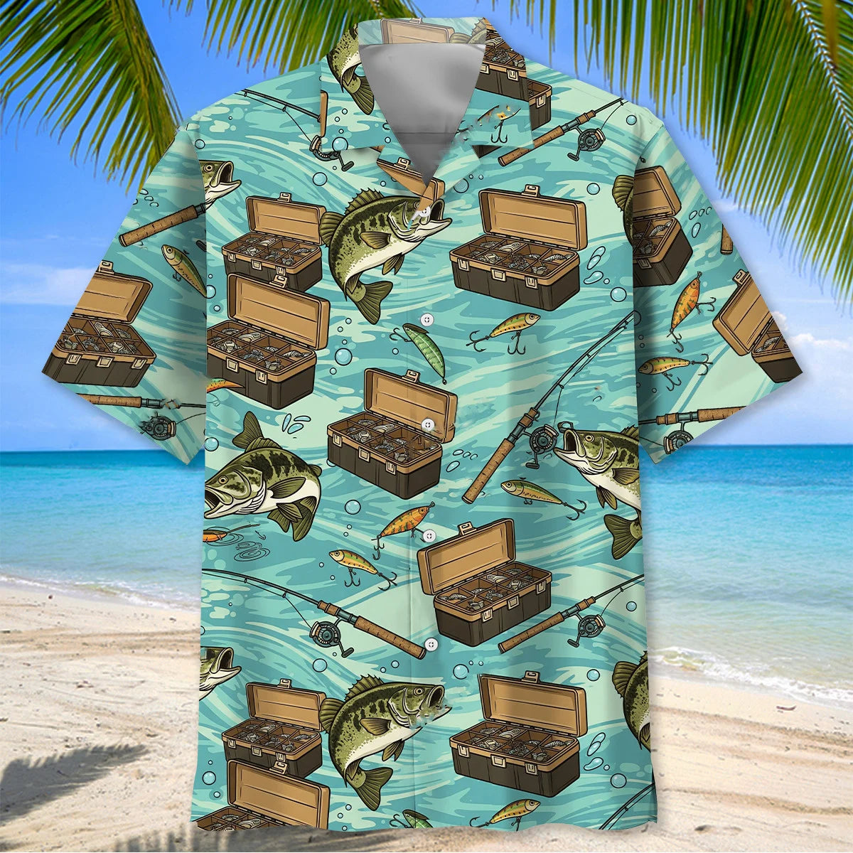 Bass Fishing Blue Hawaiian Shirt