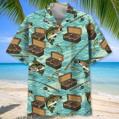 Bass Fishing Blue Hawaiian Shirt