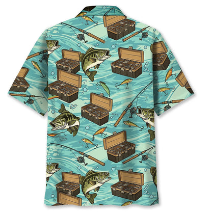 Bass Fishing Blue Hawaiian Shirt