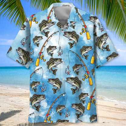 Bass Fishing Blue Hawaiian Shirt