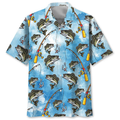 Bass Fishing Blue Hawaiian Shirt