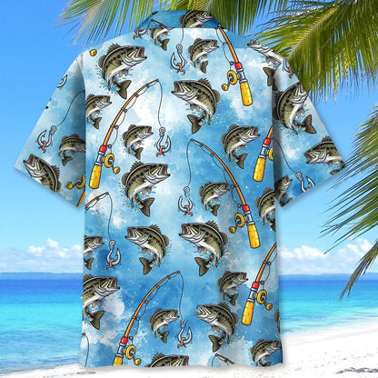 Bass Fishing Blue Hawaiian Shirt