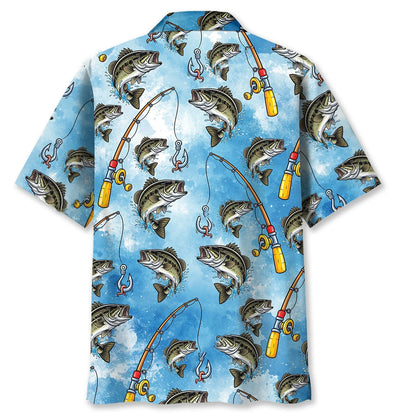Bass Fishing Blue Hawaiian Shirt