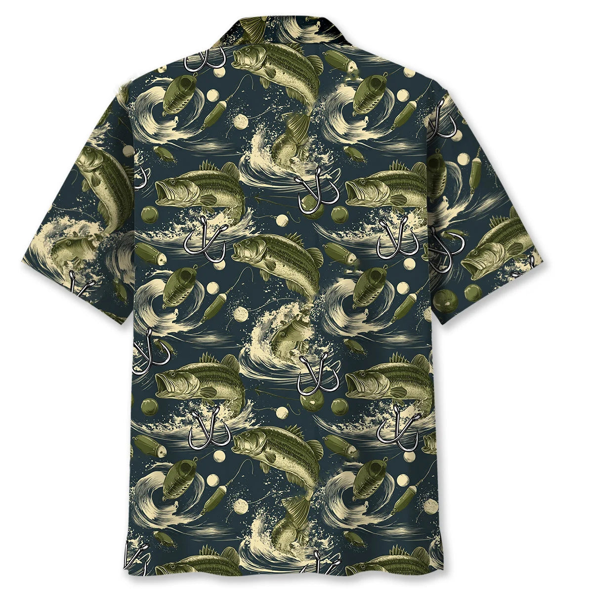 Bass Fishing Moss Green Hawaiian Shirt