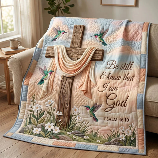 Be Still Faith Cross Quilt Blanket