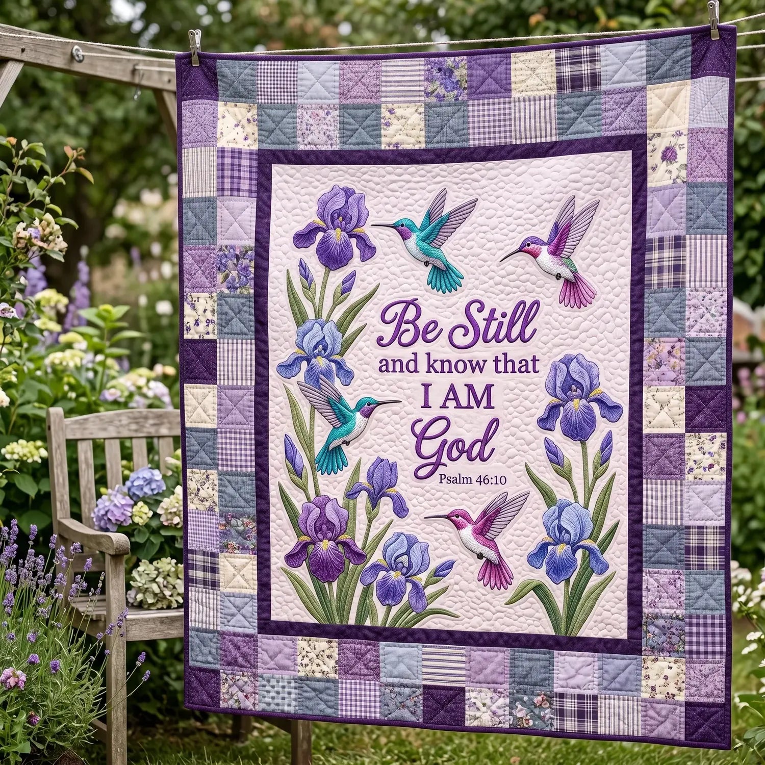 Be Still Iris Quilt Blanket