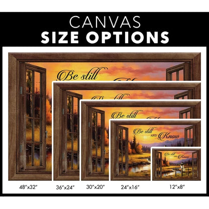be still and know psalm 46 10 sunset river painting christian wall art canvas (Landscape) (view 3)