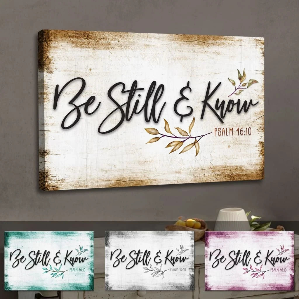 be still and know psalm 46 10 wall art canvas farmhouse christian wall decor (Landscape)
