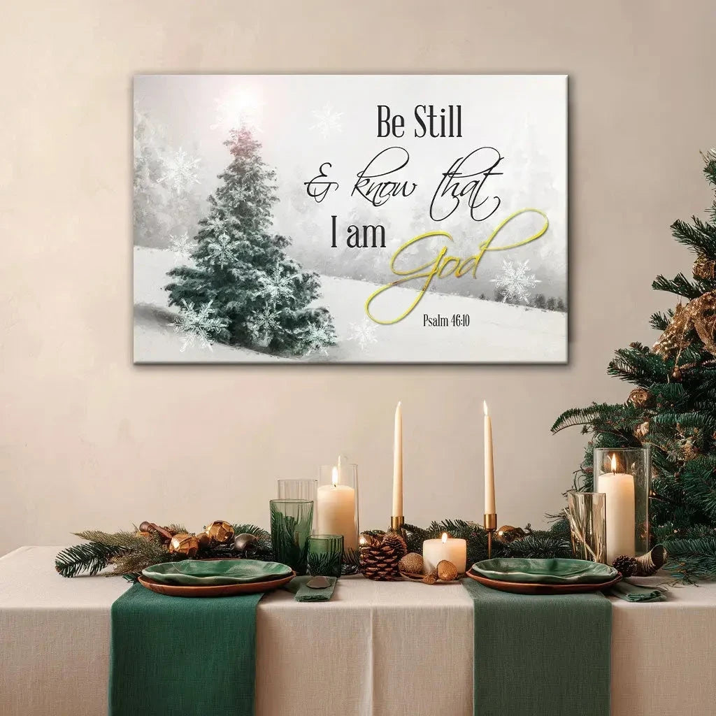 be still and know that i am god christmas christian wall art canvas print (Landscape) (view 4)