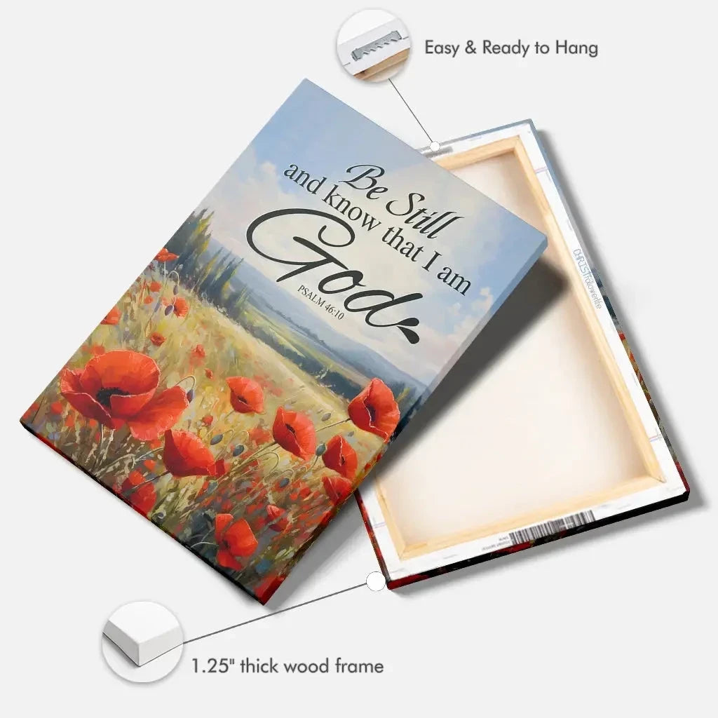 be still and know that i am god psalm 46 10 poppy field wall art canvas (Landscape) (view 4)