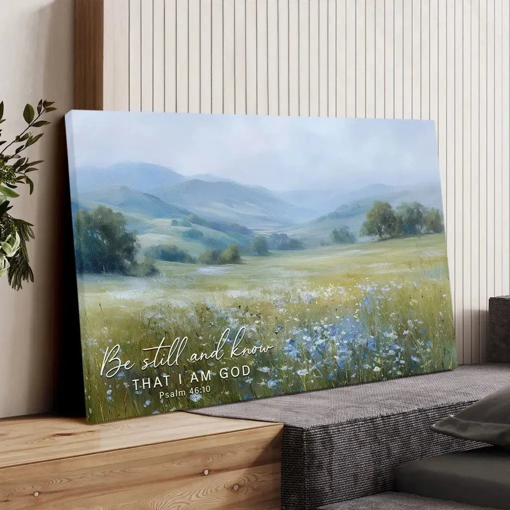 be still and know that i am god psalm 46 10 wall art canvas print (Landscape) (view 4)