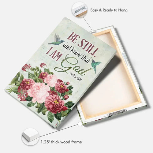 be still and know that i am god vintage flower hummingbird wall art canvas