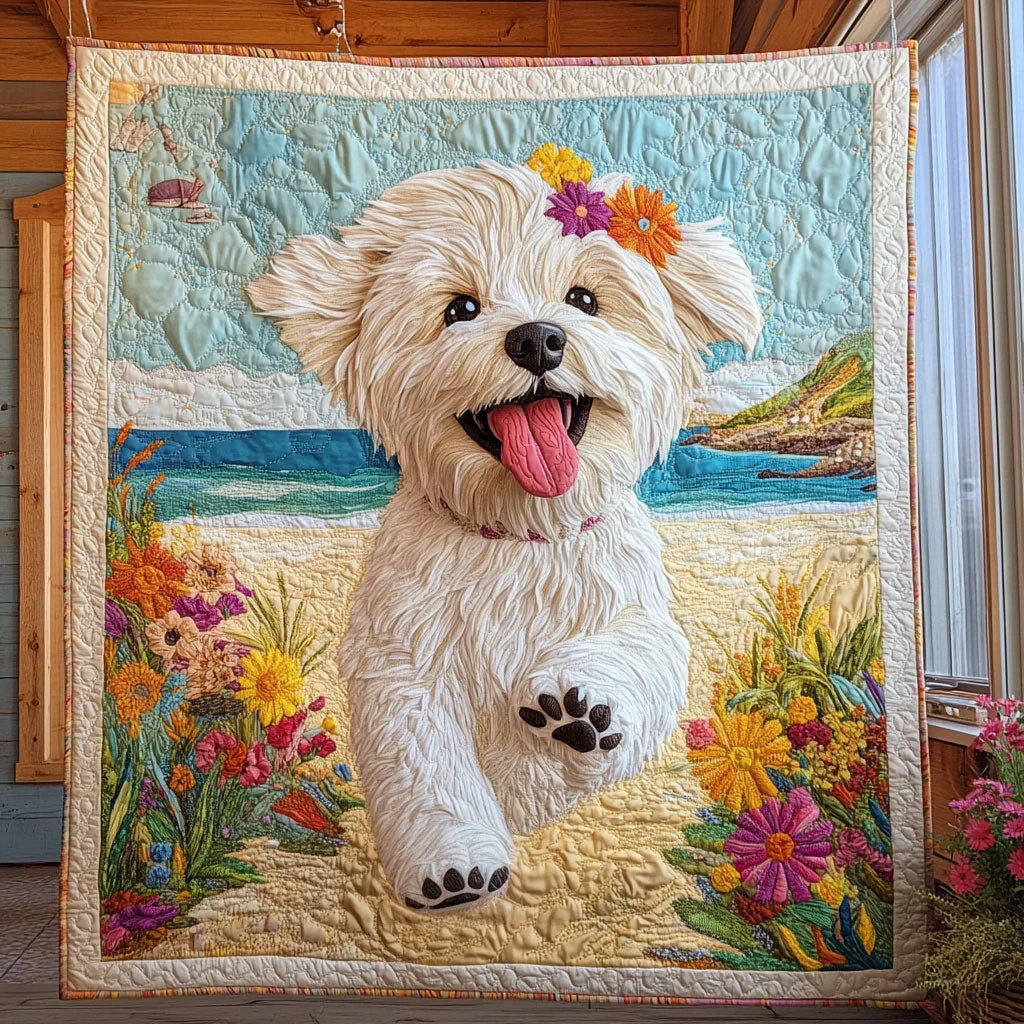 Beach And Paws Quilt Blanket