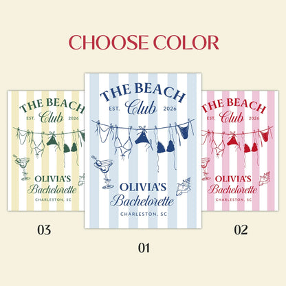 Beach Bachelorette Party Banner Personalized Beach Club Bachelorette Backdrop Custom Name Bridal Party Banner, bridal show...