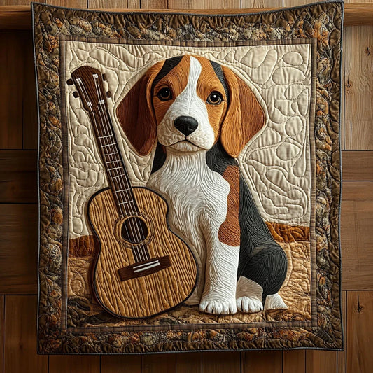 Beagle And Guitar Quilt Blanket