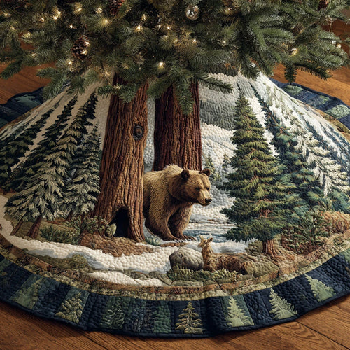 Bear Crossing Christmas Quilted Tree Skirt