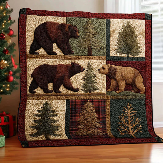Bear In The Forest Quilt Blanket