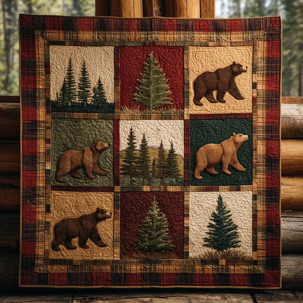 Bear In The Woods Quilt Blanket
