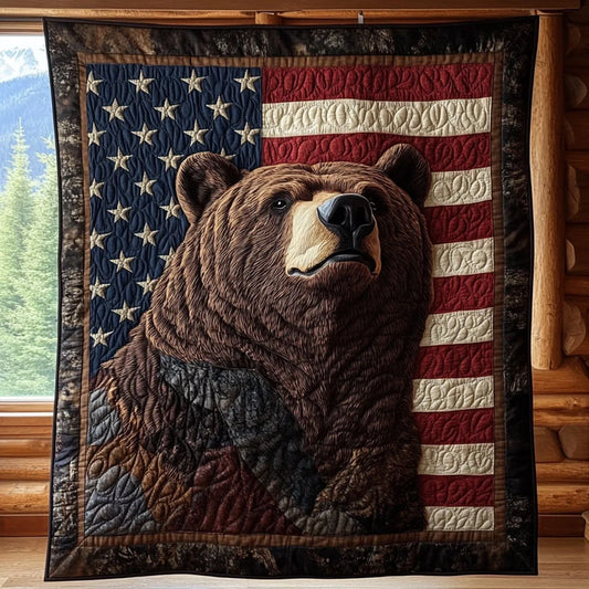 Bear Of Freedom Quilt Blanket