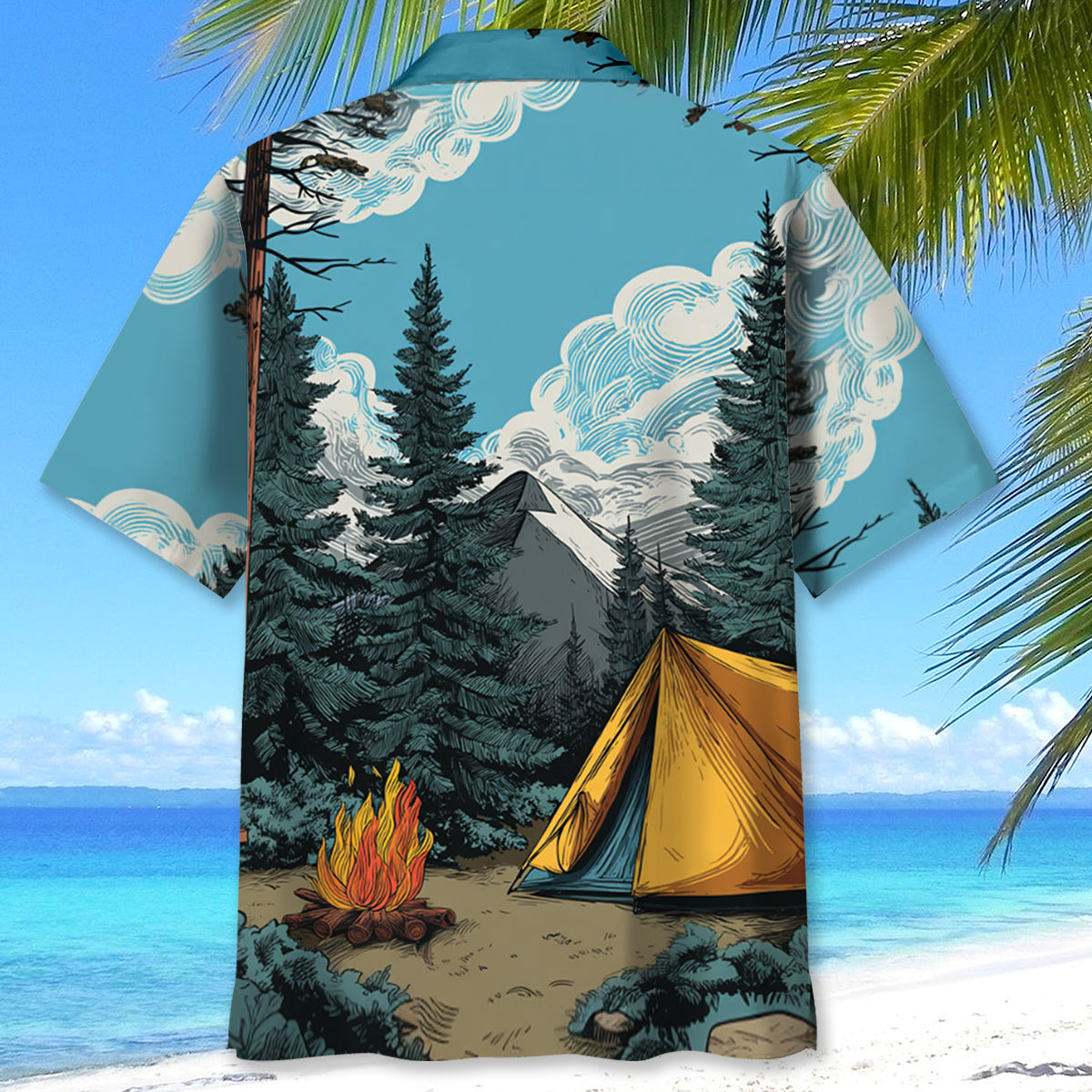 Bear at Campsite Hawaiian Shirt