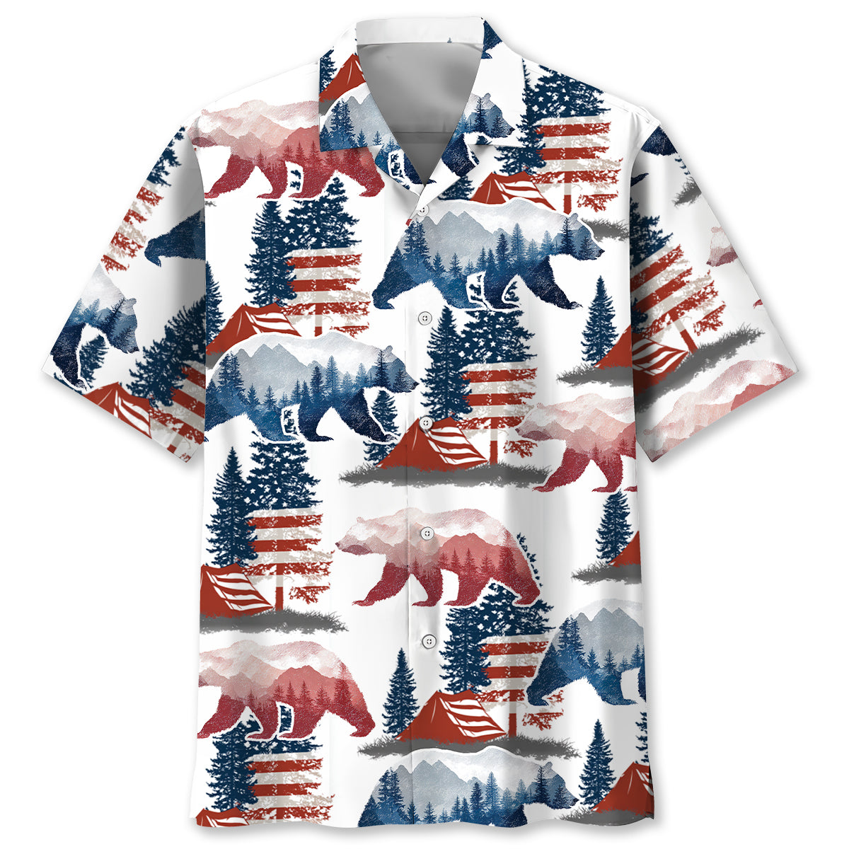 Bear Camping Usa Vintage Hawaiian Shirt