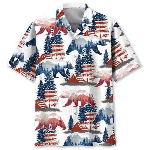 Bear Camping Usa Vintage Hawaiian Shirt